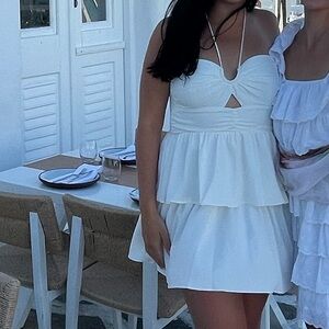 White Ruffled Mini Dress